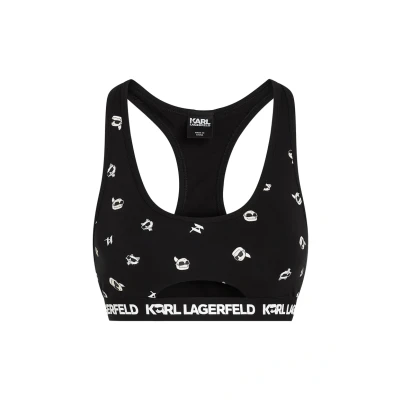 Bild av KARL Lagerfeld Peephole Bralette Topp, Storlek: Large, Ikonik kl aop black
