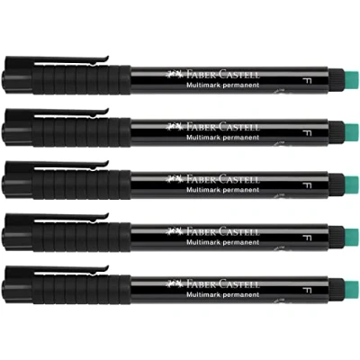 Bild av Faber Castell 205018 Märkpenna Multimark F 151399, permanent, svart, 5 stycken