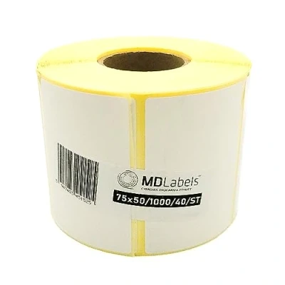 Bild av MDlabels vita termoetiketter på rulle 75 x 50 mm 1 000 stycken permanent självhäftande, för streckkod, självhäftande etiketter märkning