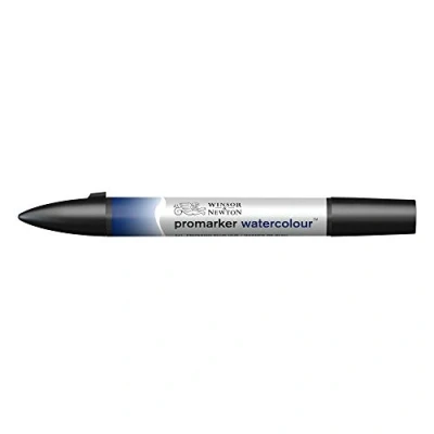 Bild av Winsor &amp; Newton 0201541 akvarellmärkpenna 2 spetsar, pensel och fin spets, ljusäkta, högpigmenterade akvarellfärger för kalligrafi, teckningar preussiskblå färgton