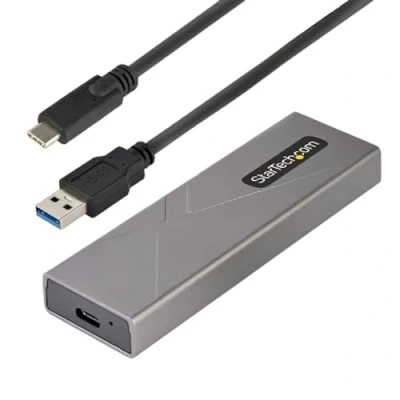 Bild av StarTech.com USB C 10Gbps to M.2 NVME or SATA SSD Enclosure, Tool free PCIe/SATA NGFF Portable Aluminum Case, Type &amp; A Host Cables, For 2230/2242/2260/2280 Works w/ Thunderbolt 3 (M2 SATA) Förvaringslåd