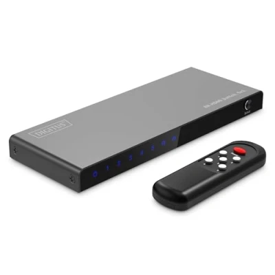 Bild av DIGITUS HDMI Switch 2.1 8k60Hz 5 ingångar 1 utgång HDR, HDCP, CEC, Deep Colour för TV, bildskärmar, projektorer, PS5, PS4, Xbox med fjärrkontroll (utan batterier) Svart