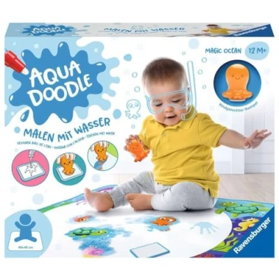 Bild av Ravensburger 04568 4568 Aquadoodle Ocean fläckfri upptäckt med vattenstämpelset magisk tygmatta för spädbarn från 9 månader, singel, transparent, 48 x 0,2 cm