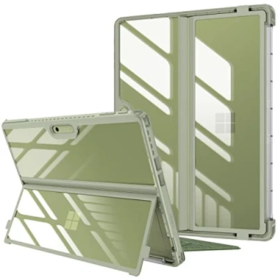 Bild av Fintie Hybridfodral kompatibelt med Microsoft Surface Pro 10 (2024)/Surface 9 (2022) 13 tum, stöttåligt klart skydd TPU robust ram passform typ fodral tangentbord + kickstand, grön