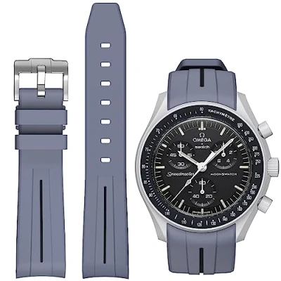 Bild av BONACE klockarmband i silikon, armband utan mellanrum, för Omega X Swatch MoonSwatch/Rolex Watch/SEIKO Watch 20 mm, Moonswatch Speedmaster Watch, ersättningsrem till klocka, 20mm