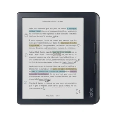 Bild av Kobo Libra Colour eReader Kaleido™ 3 7&quot; e skärm Justerbar färgtemperatur och ljusstyrka Blå ljusreduktion böcker ljudböcker 32 GB minne Vattentät Svart