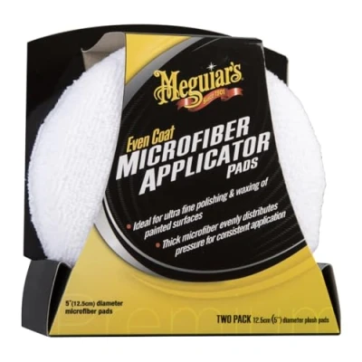 Bild av Meguiars X3080EU Even Coat 12 cm mikrofiber återanvändbara applikatorkuddar (2 pack) handapplicerande föreningar, polering och läderrengöringsmedel