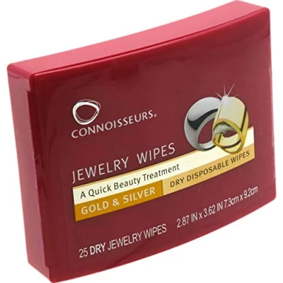 Bild av Kännare smycken rengöringsdukar 25 poleringsdukar för guld och silversmycken anti missfärgningsskyddande sköld torrt, engångsbruk giftfri, Count (Pack of 1)