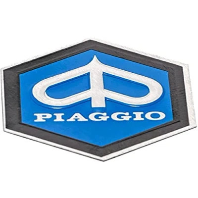 Bild av Emblem Piaggio kaskad med 6 hörn för Vespa PX T5 etc. aluminium, självhäftande 31 x 36 mm, svart