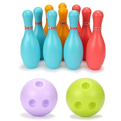 Bild av Yolluu Bowlingset för barn, inomhus utomhus bowlingkäglor spel 3, 4, 5, 6 år, pojkar, flickor, 10 bowlingnålar 2 bollar