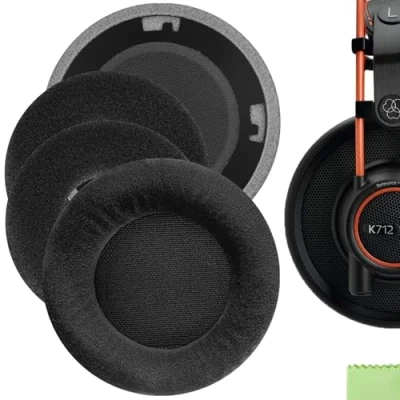 Bild av Geekria Comfort Velour reserv öronkuddar för AKG K701, K702, Q701, Q702, K601, K612, K712 hörlurar öronkuddar, headset reparationsdelar (svart)
