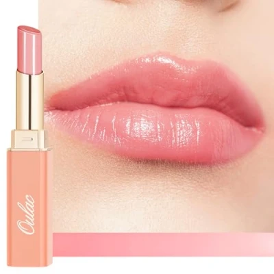 Bild av Oulac 2 i 1 läppstift och läppbalsam saftiga glänsande rosa läppstift, vård för läppar, återfuktar torra, spruckna skadade vegan (22) Peachy Keen
