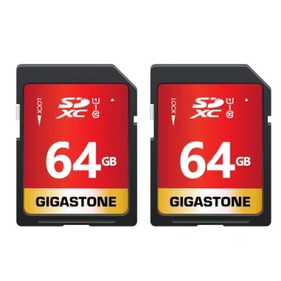 Bild av Gigastone 64 GB SDXC minneskort, set med 2 kort, Prime Series, överföringshastighet upp till 80 MB/s. för foton, videor, musik, filer, videokamera, kamera, PC, klass 10 U1 UHS I