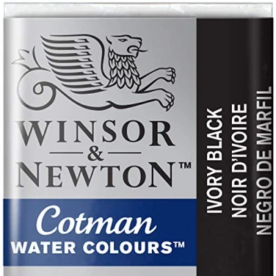 Bild av Winsor &amp; Newton 0301331 Cotman akvarellfärg med god transparens, utmärkt toning och goda målningsegenskaper, vattenfärg i 1/2 skål elfenbensvart