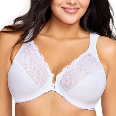Bild av Glamorise Wonderwire BH bygel med front stängning för kvinnor #1245, Vitt, 110E
