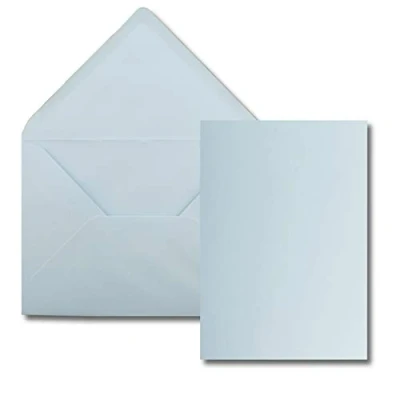 Bild av Set med 25 stycken kort kuvert enkla kort, DIN A5, 14,8 x 21 cm, ljusblå brevkuvert, C515,4 22 fukthäftande