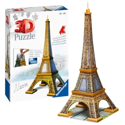 Bild av Ravensburger 12556 3D Pussel byggnader Eiffel Tower Paris 216 bitar and 8 tillbehör tredimensionell bygglädje &amp; inget lim behövs för vuxna och barn från 10 år