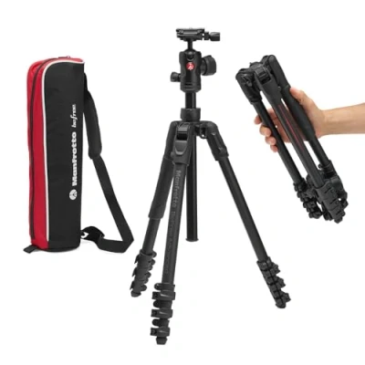 Bild av Manfrotto Befree Advanced AS, kamerastativ, spaklås, kompatibel med Arca Schweiz, bärbar, kompakt resestativ kit, kulhuvud, aluminiumstativ för DSLR, spegelfria kameror, kameratillbehör
