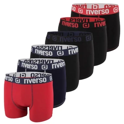 Bild av riverso Boxershorts för män, RIVOle, 6 pack, kalsonger, retroshorts, set, boxershorts, stretch, svart, grå, blå, vit, grön, röd, orange, gul, S, M, L, XL, XXL, 3XL, 4XL, 5XL, Färgblandning 5