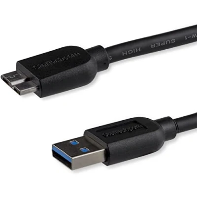 Bild av StarTech.com 50 cm smal SuperSpeed USB 3.0 A till Micro B kabel, St/St, anslutningskabel, svart