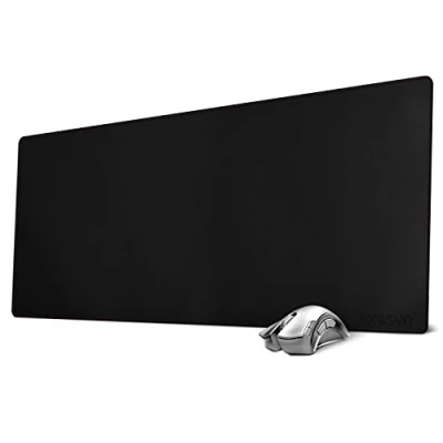 Bild av ZORESYN XL stora musmattor (89 X 40 cm) PU läder, stor spelmusmatta, skrivbordsmatta, halkfri, bas och vattentätt skrivbordstangentbord, utökad musmatta (svart, Large)
