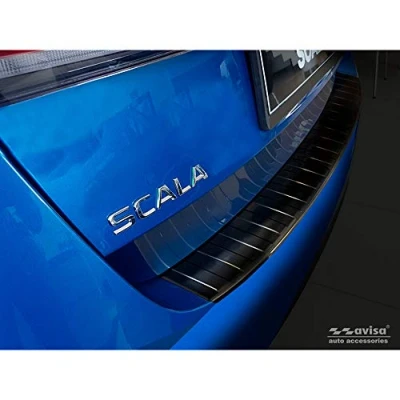 Bild av Avisa svart rostfritt stål stötfångare skydd bak kompatibel med Skoda Scala 20192024 &amp; Facelift 2024 &quot;Ribs&quot;