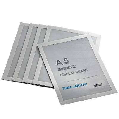 Bild av TUKA i AKUT 5x A5 magnetisk displayram, skyltlim, påse med infargentmation ram stängning, väggar och fönster, 5 färger silver, TKD8400