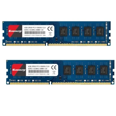 Bild av Kuesuny 8GB Kit (2X4GB) DDR3 1333MHz Udimm Ram PC3 10600 10600U 1.5V CL9 240 Pin 2RX8 Dual Rank Non ECC Unbuffered Desktop Computer Memory Module Upgrade