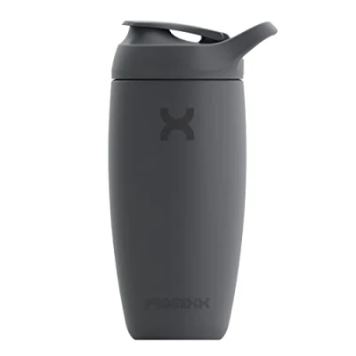 Bild av Promixx Pursuit Shaker Bottle ny utgåva isolerad vattenflaska i rostfritt stål och blandningskopp, 550 ml, grafitgrå