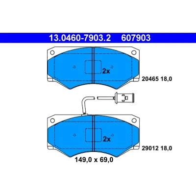 Bild av ATE 13.0460 7903.2 Jeu de plaquettes frein contact signal d&#039;usure inclus IVECO: DAILY 2 Pritsche/Fahrgestell, Kasten/Kombi, 1