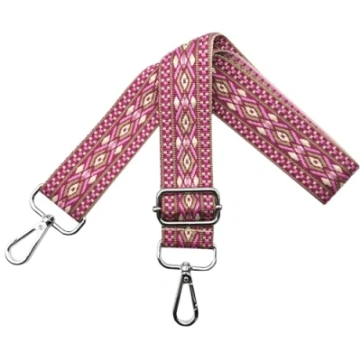 Bild av Justerbar axelrem för väskor dam bärrem, fickremmar ombyte, fickrem bredd 3,8 cm med silver karbinhake, axelväska handväskor, rosa, N1