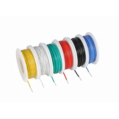 Bild av TUOFENG 30 AWG solid anslutningskabel 6 patchkablar i olika färger, 100 fot eller meter, 0,05 mm2 PVC förtennad koppartråd (ytterdiameter: 0,60 mm)