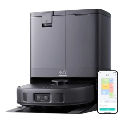 Bild av eufy X10 Pro Omni Robot Dammsugare och Mopp med 8 000 Pa sugkraft, Dubbla moppar 12 mm lyft, mattdetektering, AI hinderundvikande, Automatisk mopptvätt torkning, Självtömmande, Självpåfyllande