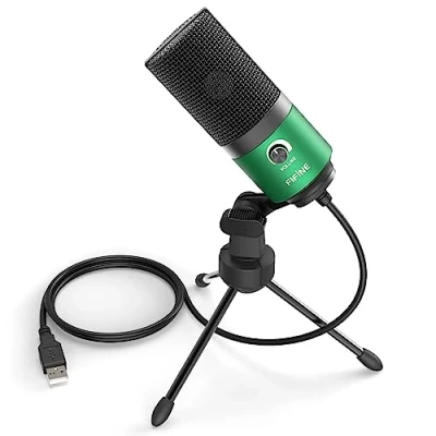 Bild av FIFINE mikrofon PC USB, för MAC PS4 PS5, studiomikrofon med stativ, studiokvalitet inspelning kondensator mikrofoner grön