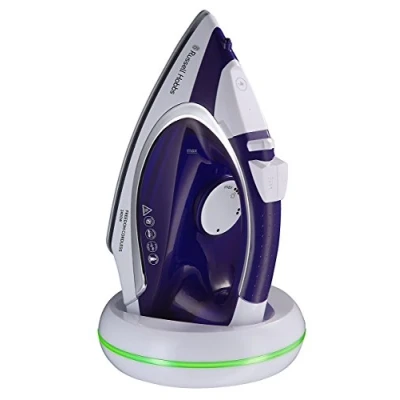 Bild av Russell Hobbs sladdlöst strykjärn, 2400W, keramisk sula, 135g ångpuff, 40g kontinuerlig ånga, vattentank 300 ml, 25 sekunders laddtid, upplyst botten visar när den är redo att användas, 23300 56