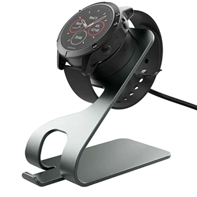 Bild av MoKo Charger Compatible with Garmin Fenix 5/5S/5X/6/6S/6X, Vivoactive 3/4/4S, Forerunner 45/45S/55/245/745/945, Instinct, Venu, Aluminum Charging Dock Station Stand 4.9ft 150cm Cable, Space Gray
