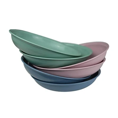 Bild av Generic Ikolife djup plasttallrikar 6 stycken 20 cm, 3 färger, barntallrikar, återanvändbara BPA fri (20 cm tallrik 3,5 cm)