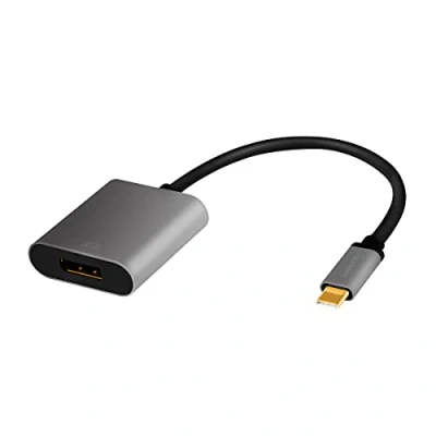Bild av LogiLink CUA0102 USB 3.2 Gen 1 DisplayPort adapterkabel 4K/60 Hz, aluminium, svart/grå, 0,15 m
