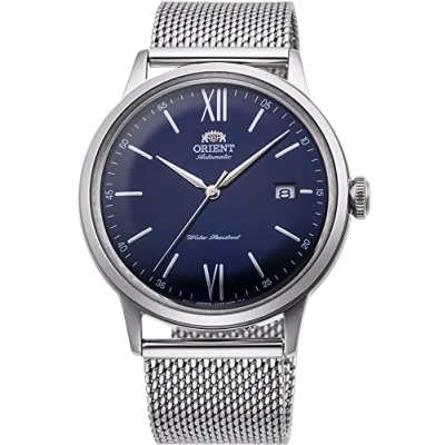 Bild av Orient mäns analog automatisk klocka med rostfritt stål armband RA AC0019L10B, Silverblå, Klassisk
