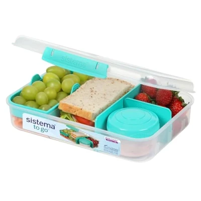 Bild av Sistema TO GO Bento Box Create 1,48 L Skollunchlådor med fack och mellanmålspanna BPA fri 1 st Minty Teal