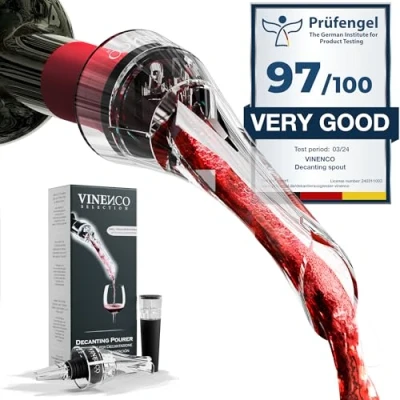 Bild av Karaff Pourer Decanter för Rödvin Flaska + Smaka e Bok, Droppfri Pip, Omedelbar Luftning Dekanterande Luftare Gåva Present Kvinna Man Vän: Röd Vit Vin, Whisky Spritits, Cocktail Bar Tillbehör