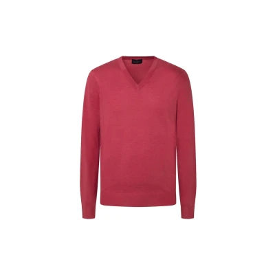 Bild av Hackett London V Stickad tröja, Storlek: Large, Summer red