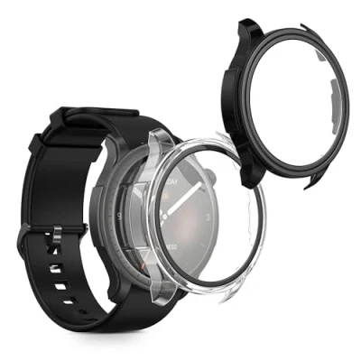 Bild av kwmobile 2 x Cover kompatibel med Huami Amazfit Balance A2286 fodral fullbody fitnesstracker set av glas transparent svart