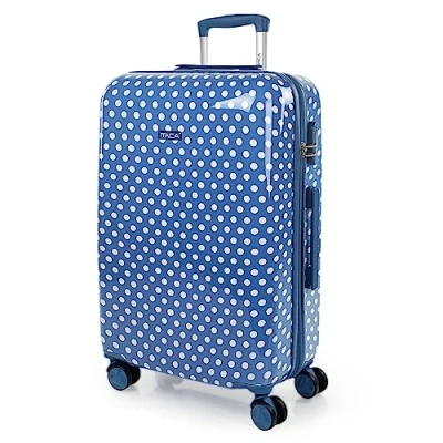 Bild av ITACA Childrens Trolley resväska 65cm 4 dubbla Hjul. Tryckt polykarbonat. Bagage. Styv, bekväm och lätt. Kvalitet design., Blå