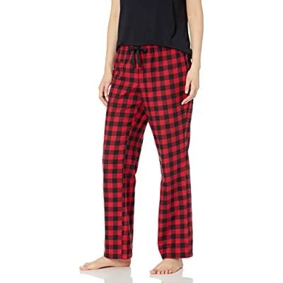 Bild av Amazon Essentials flanellsovbyxa för kvinnor (finns i plusstorlek), röd buffelcheck, X Large