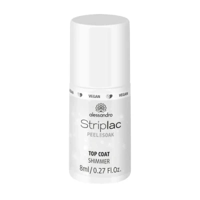 Bild av alessandro Striplac Top Coat Shimmer UV överlack för en skimrande finish och briljant glans snabbtorkande skyddande vegansk djurförsöksfri 8 ml