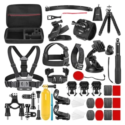 Bild av Neewer 50 In 1 Action Camera Accessory Kit, Compatible with GoPro Hero9/Hero8/Hero7, Max, Fusion, Insta360, DJI Osmo Action, AKASO, APEMAN, Campark, SJCAM