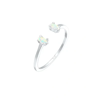 Bild av Elli OVAL GEO OPAL Offen Verstellbar Ringar, Storlek: 54, Silver