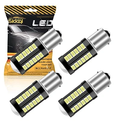 Bild av Sidaqi 4 pack BA15S P21W 1156 LED lampor vit för backljus, backup ljus, bromsljus, svans, positionslampor, interiör, husbilslampor 33SMD 900LM/glödlampa 3,6 W