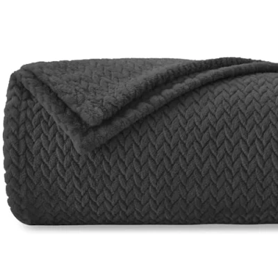 Bild av Täcke Pläd Fleece, Sofftäcke 220 x 240 cm Flanelltäcke Certifierat enligt Oeko TEX®, Mjukt och lätt, Plysch, För säng, soffa, resor, camping, Mörkgrå